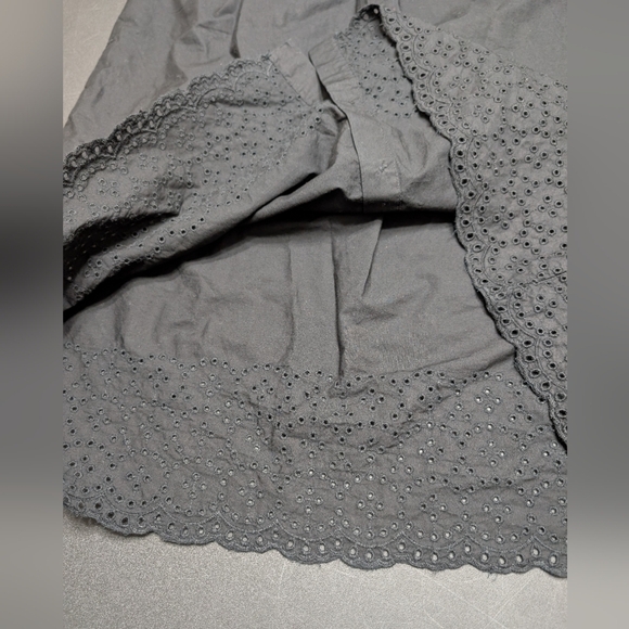 J. Crew Black Jolie Eyelet Cotton Poplin Relaxed Boho Button Front Dress Size XS - Picture 3 of 11